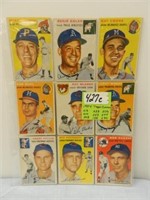 (9) 1954 Topps Cards - Commons