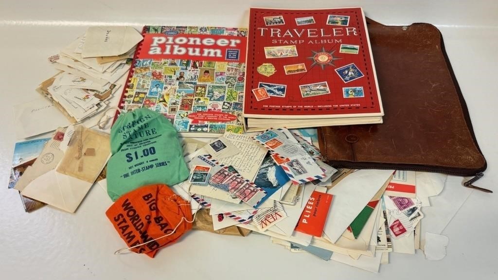 NEAT LARGE UNSORTED LOT OF STAMPS - POSTCARDS