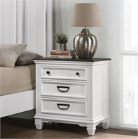 Roundhill Furniture Clelane Wood 3-Drawer Nightsta