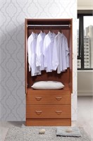 HODEDAH 2 Door Wood Wardrobe Bedroom Closet with C