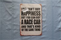 Retro Tin Sign: Happiness...Race Car