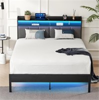 Z-hom Twin Bed Frame with LED Lights Headboard, Tw