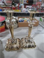 PAIR OF SILVER/GOLD PLATED CANDLEHOLDERS