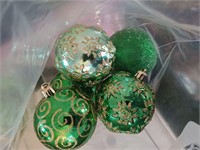 Lot of vintage green/gold Christmas ornaments