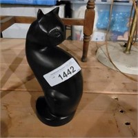 Vintage Bronze Sitting Cat / Pet Urn