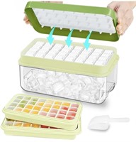 New Ice Cube Tray with Lid and Bin, 64 pcs Ice