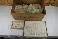 BOX OF VINTAGE LINENS, HANKERCHIEFS, ETC.