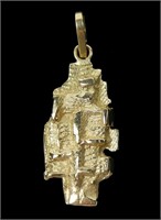 14K Yellow gold abstract design pendant,
