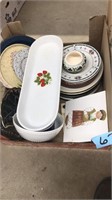 FLAT OF ASST SERVINWARE & DISHES