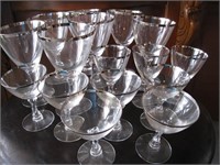 Set of 16 Fostoria 'Silver Wedding Band' Stemware