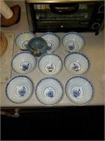 Estate lot of 9 bowls and pottery bowl