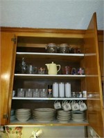 Entire contents of kitchen cabinet, pyrex, dishes