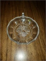 Val S' Lambert crystal dish with fruit pattern