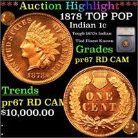 *Highlight* 1878 TOP POP Indian 1c Graded pr67 RD