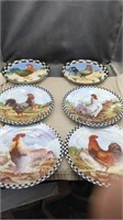 6 Rooster Decorative Plates  8"