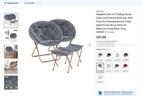E6496  Magshion Saucer Chair Set, Gray, Metal Fram