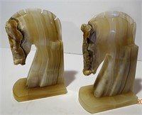 MEXICAN MARBLE HORSE HEAD BOOKENDS