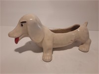 LONG WHITE DOG PLANTER MONMOUTH POTTERY CO