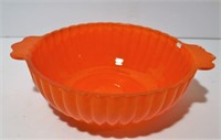 ORANGE PAINTED GLASS RIBBED BOWL W/ FINS