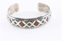 Inlaid Turquoise & Coral Cuff