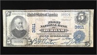 1902 $5 3811 National Banke Note - Durham NC