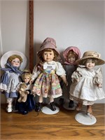 Lot of 5 Porcelain Dolls