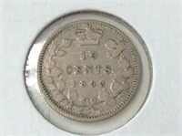 1893 Flat Top (vg) Canadian Silver 10 Cent