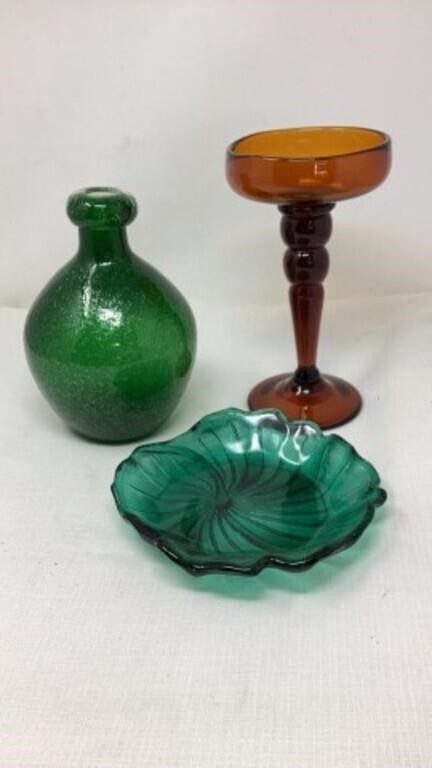 Handblown & Colored Art Glass, 3 pcs