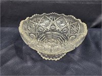VINTAGE IMPERIAL GLASS "FANCY FLOWERS" FOOTED BOWL