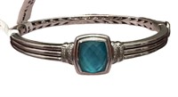 Sterling Silver Aquamarine Diamond Bracelet
