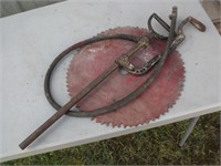 Antique Grease Pail Pump & Saw Blade