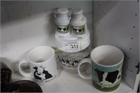 SHAKERS - CANISTER -MUGS- COW DECORATED