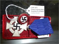 Estate Collected Wwii Nazi German Swastika Pin & M