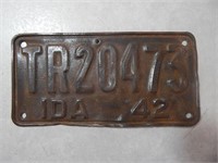 1942 Idaho Trailer License Plate