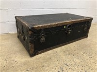 Vtg. Flat Top Steamer Trunk