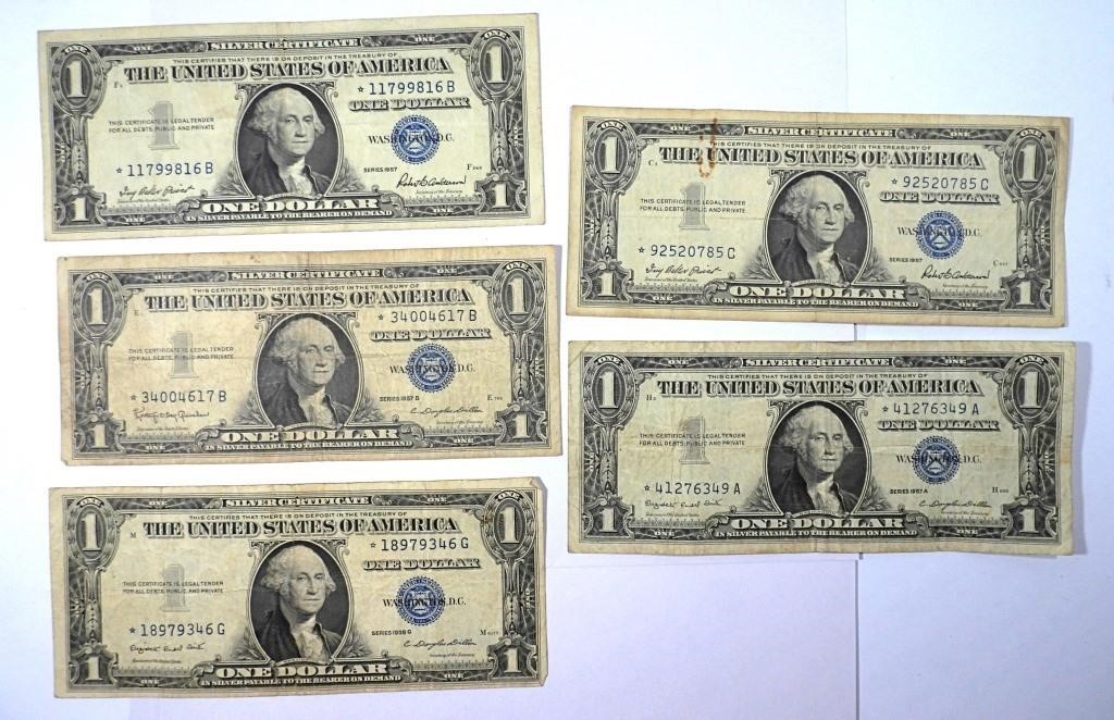 (5) $1 SILVER CERT "STAR NOTE"