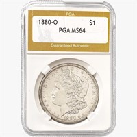 1880-O Morgan Silver Dollar PGA MS64