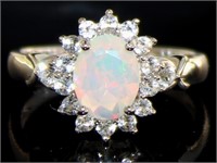 Natural Ethiopian White Opal Designer Ring