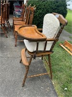 Antique wooden High Chair with cushion