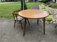 Antique Child size round table and chair