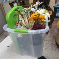 Tote of artificial flower décor.