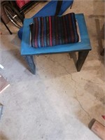 WOODEN STOOL AND RUG