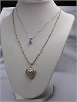 Sterling necklaces: 20" rope with open heart
