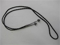 Vtg Leather Cord Bolo w/ Sterling Silver Tips