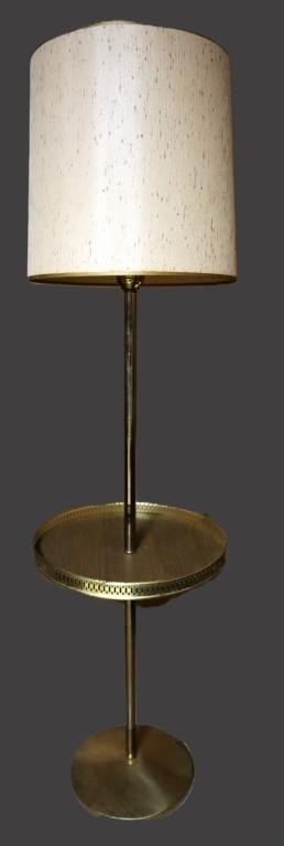 Mid Century Brass Floor Lamp W/ Table