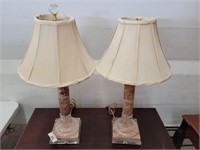 PAIR OF ACRYLIC MARBLE BASE 26IN LAMPS