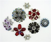 (8) Vintage Rhinestone Brooches