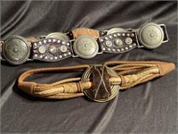 Ornate belt buckle and stretch band and 80's