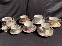 Tea cups and Saucers, all different designs see