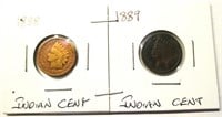 (2) Indian Head Cents 1888, 1889